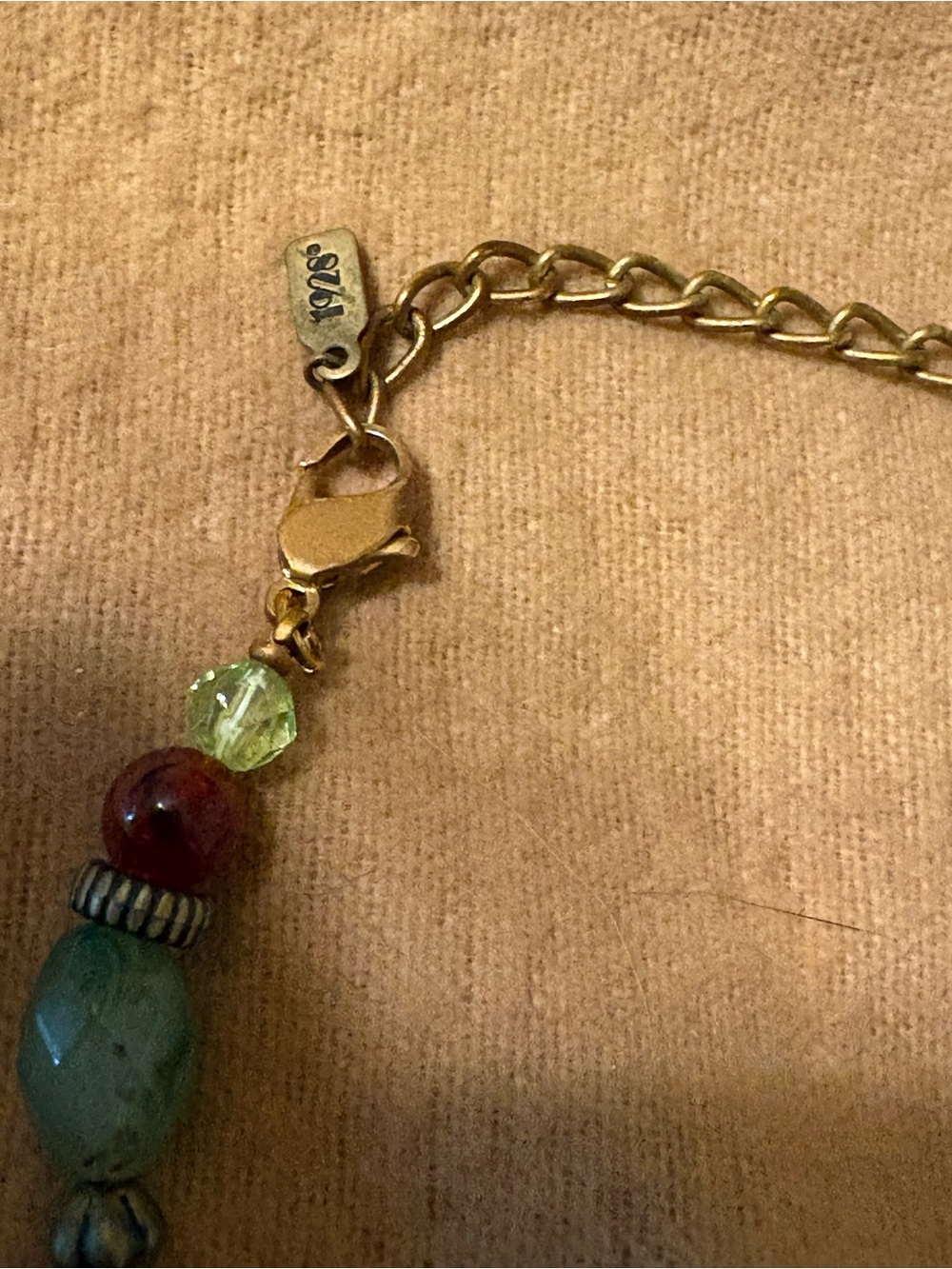 Vintage 1928 Multicolor Beaded Woman's Necklace - Gold Chain Accent - Picture 3 of 3